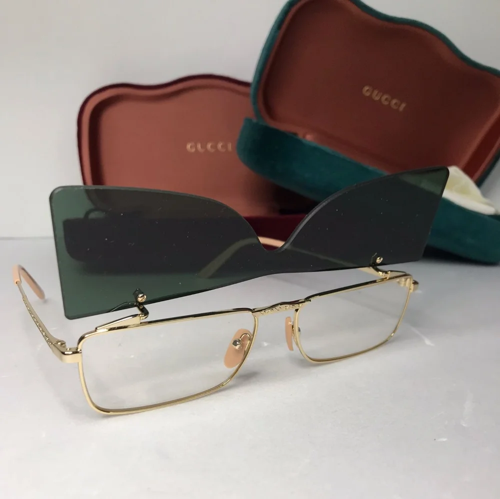 💯 Original GUCCI FLIPPING Rectangular Sunglasses / EYEGLASSES GG0363S 001